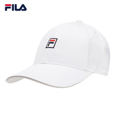 FILA斐乐男女小标logo运动休闲棒球帽—可调节白色